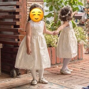 2 flower girl American Princess dress ivory with sweater. Size 4 & 3. Both $30